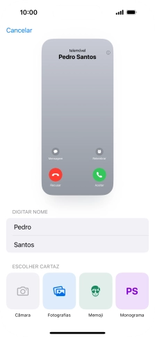 Prima a categoria pretendida e siga as indicações no ecrã para escolher e definir a fotografia pretendida para o seu cartaz de contacto.