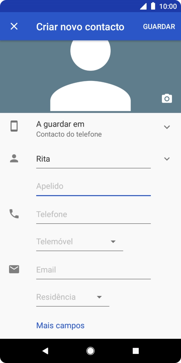 Prima Apelido e introduza o apelido.