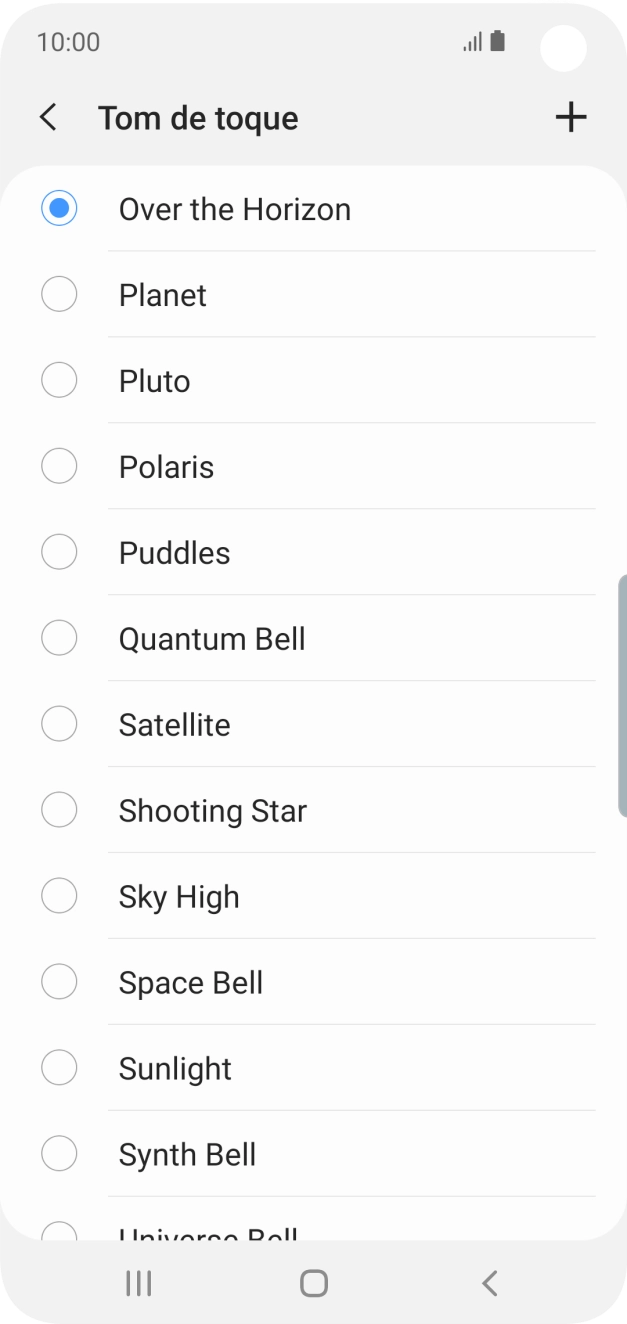 Prima o ícone para adicionar um tom de toque.