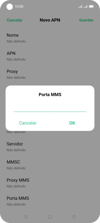 Introduza 80 e prima OK.