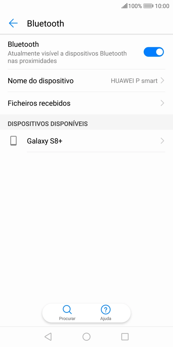 Prima o dispositivo Bluetooth pretendido e siga as indicações no ecrã para emparelhar o dispositivo pretendido com o telefone.
