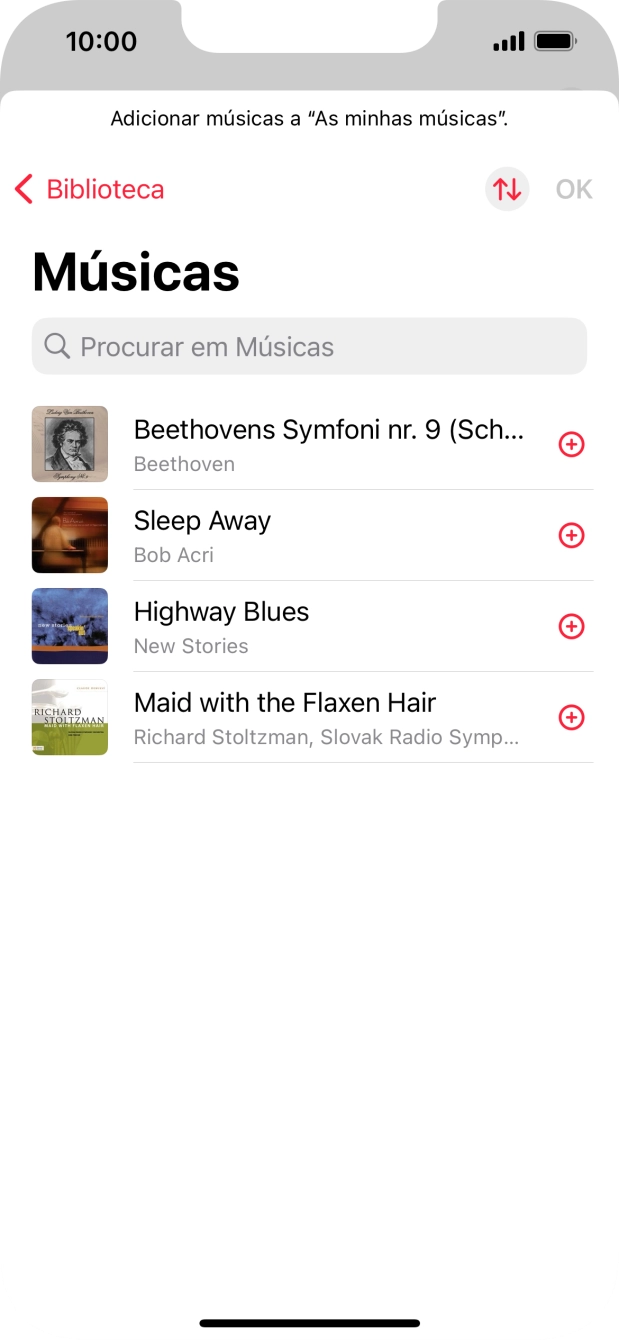 Vá até à categoria pretendida e prima o ficheiro de música pretendido.