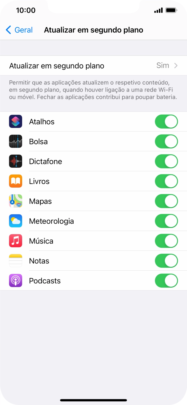 Prima Atualizar em segundo plano.