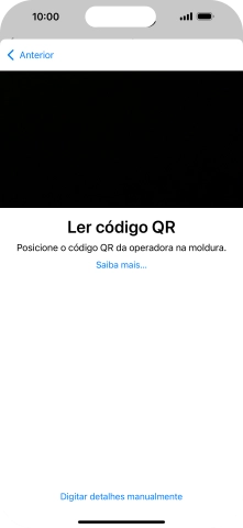 Para scanear o código QR enviado, enquadre-o na moldura da câmara do telefone.