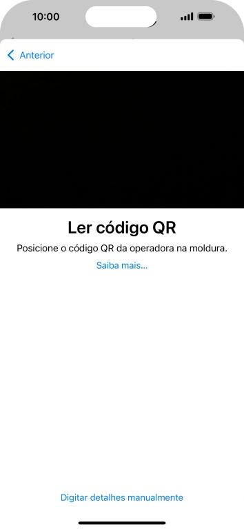 Para scanear o código QR enviado, enquadre-o na moldura da câmara do telefone.