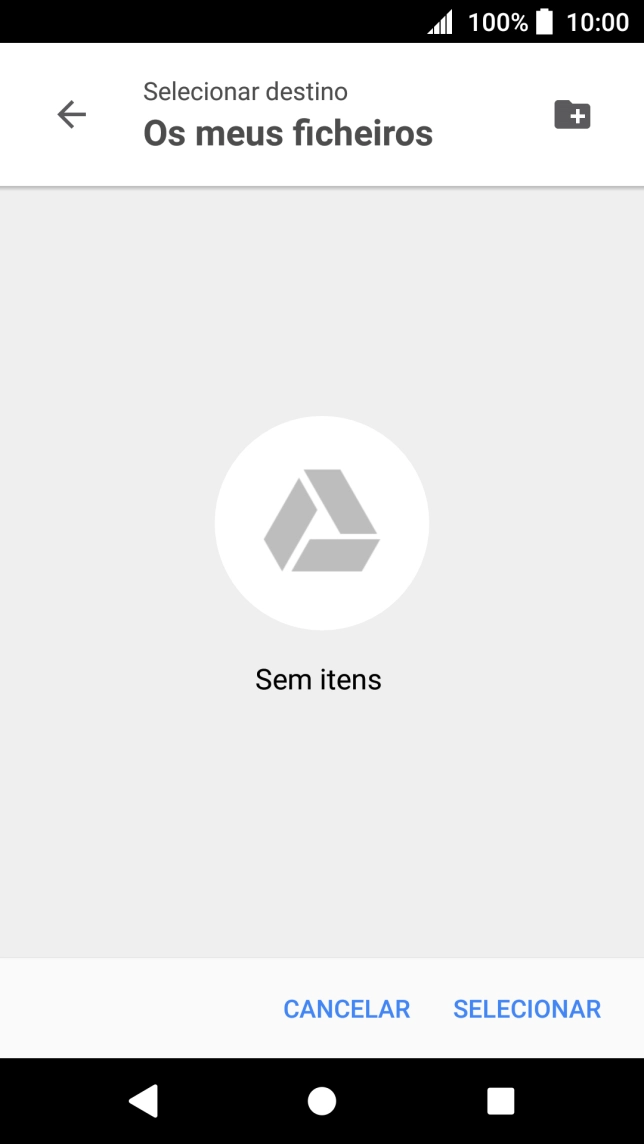 Se quiser criar uma nova pasta, prima o ícone de nova pasta e siga as indicações no ecrã para criar uma nova pasta.