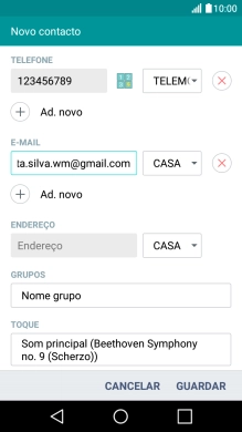 Prima a lista suspensa junto do endereço de e-mail.