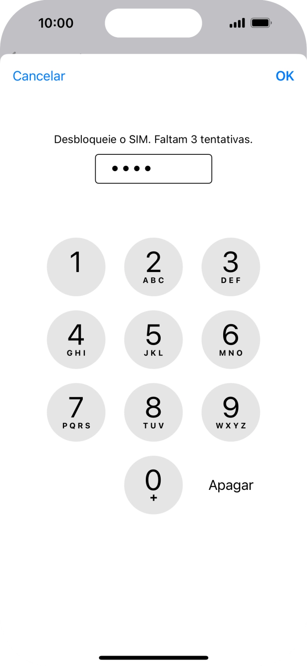 Introduza o seu código PIN e prima OK.