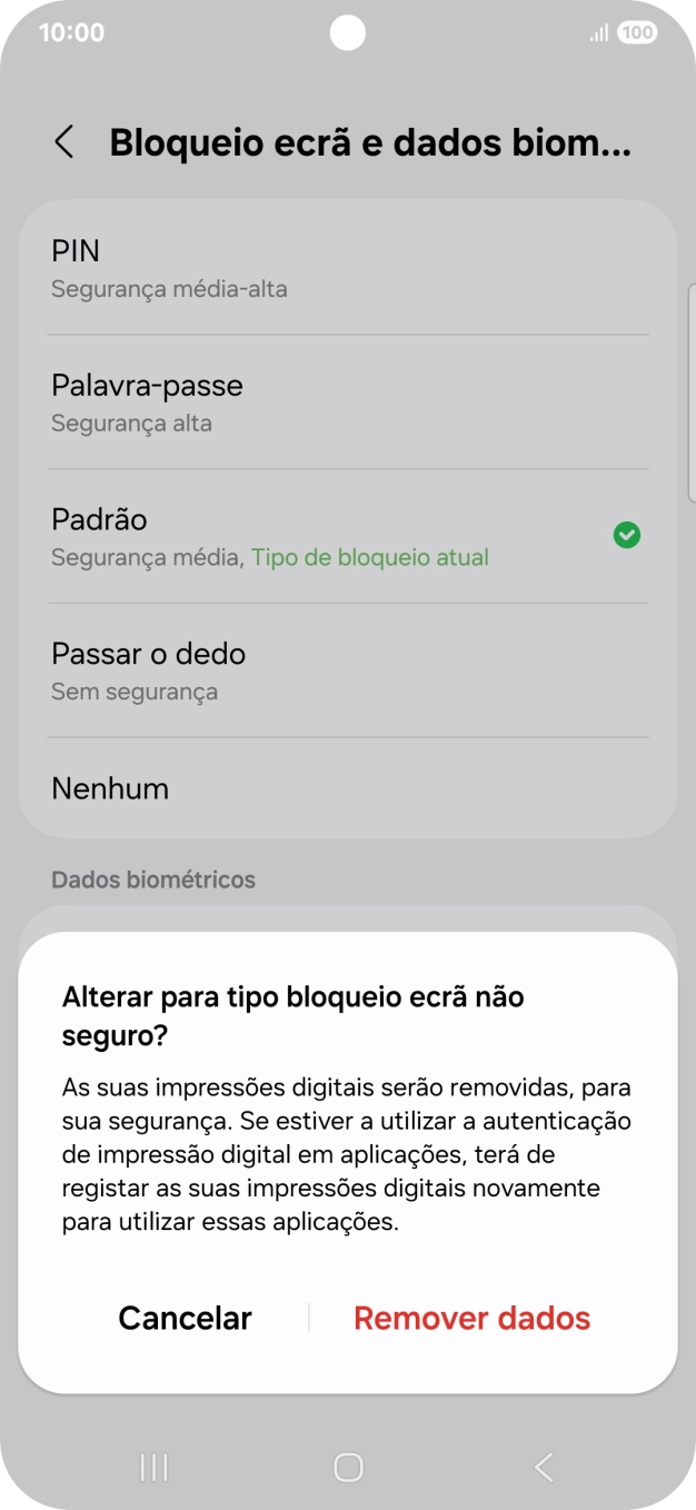 Prima Remover dados.