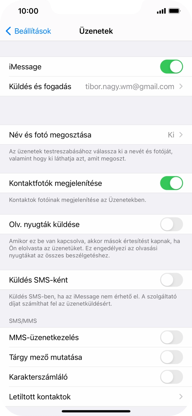 Kattints a „Küldés SMS-ként” melletti csúszkára a funkció be- vagy kikapcsolásához.