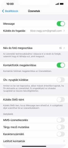 Kattints a „Küldés SMS-ként” melletti csúszkára a funkció be- vagy kikapcsolásához.