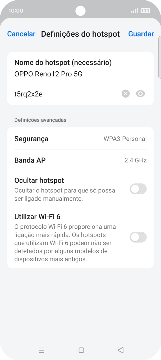 Prima o campo da password e introduza a password pretendida.