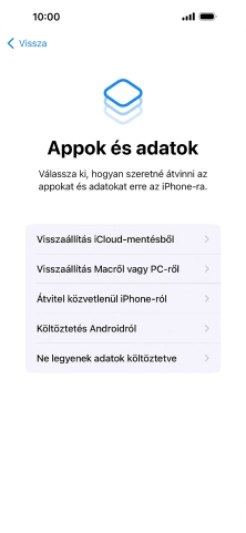 Válaszd a Ne legyenek adatok költöztetve lehetőséget, és kövesd a képernyőn megjelenő utasításokat az aktiválás befejezéséhez.