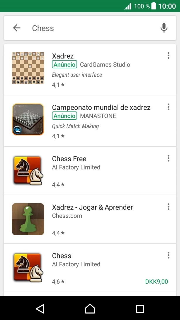 Prima a app pretendida.