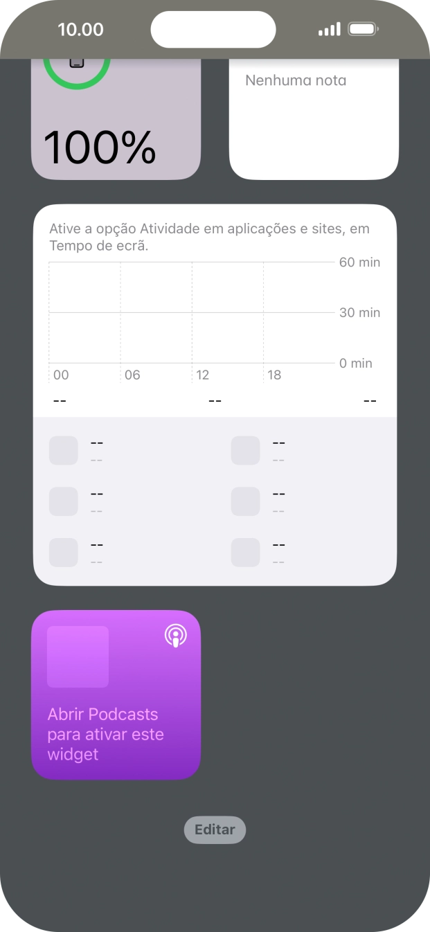 Mantenha premido o widget pretendido até aparecer um menu no ecrã.