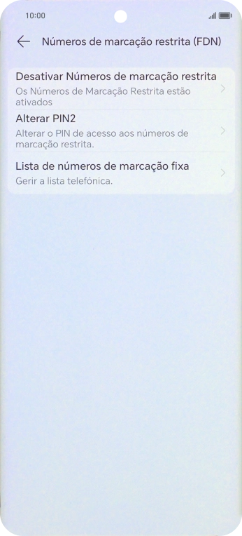 Prima Desativar Números de marcação restrita.