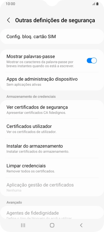 Prima Config. bloq. cartão SIM.