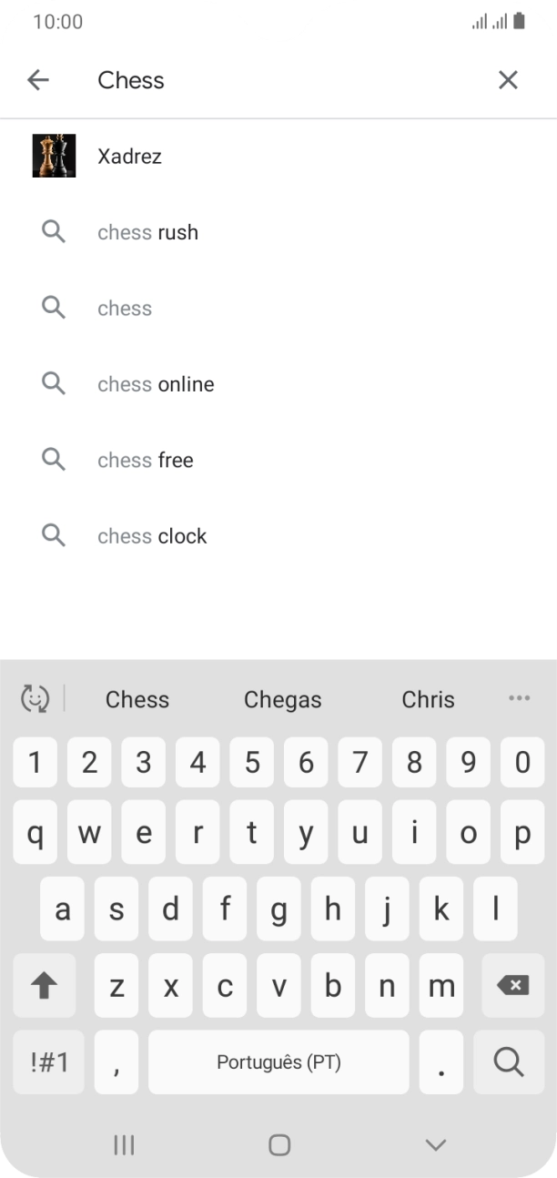 Introduza o nome ou categoria da app pretendida e prima o ícone para pesquisar.