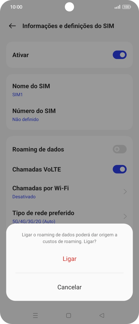 Se ativar a função, prima Ligar.