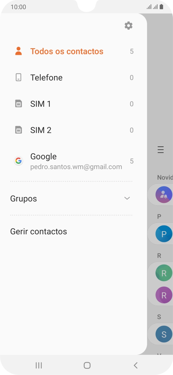 Prima Gerir contactos.