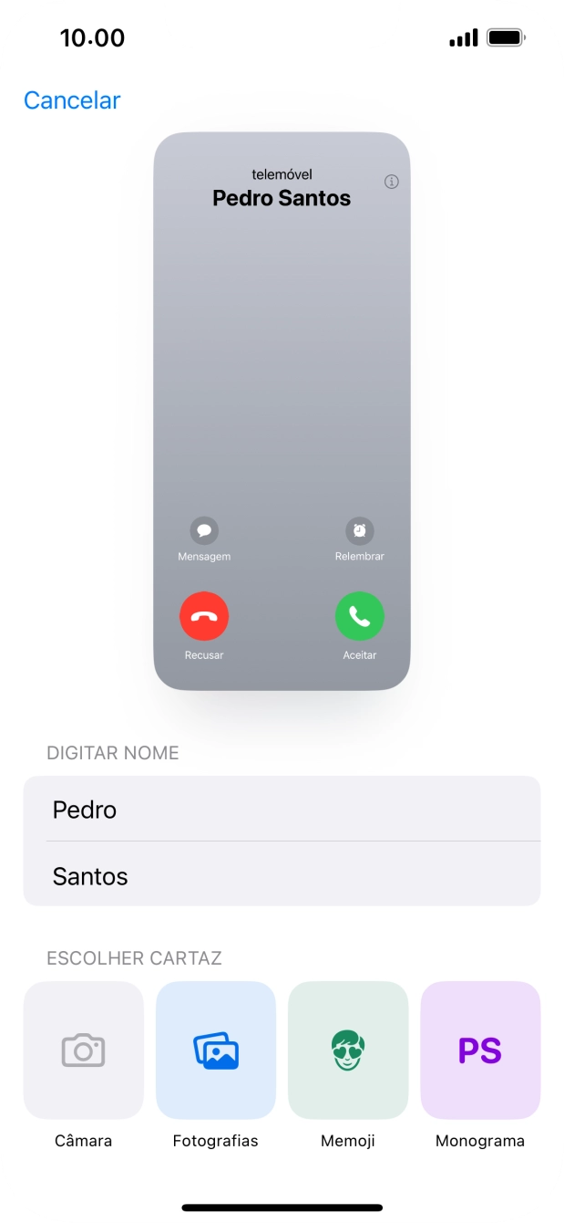 Prima a categoria pretendida e siga as indicações no ecrã para escolher e definir a fotografia pretendida para o seu cartaz de contacto.