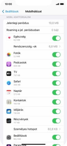 Kattints a kívánt programok melletti csúszkákra a funkciók be- vagy kikapcsolásához.