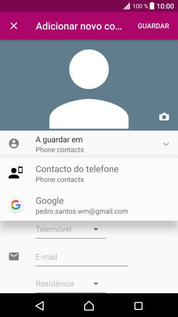 Prima Contacto do telefone.