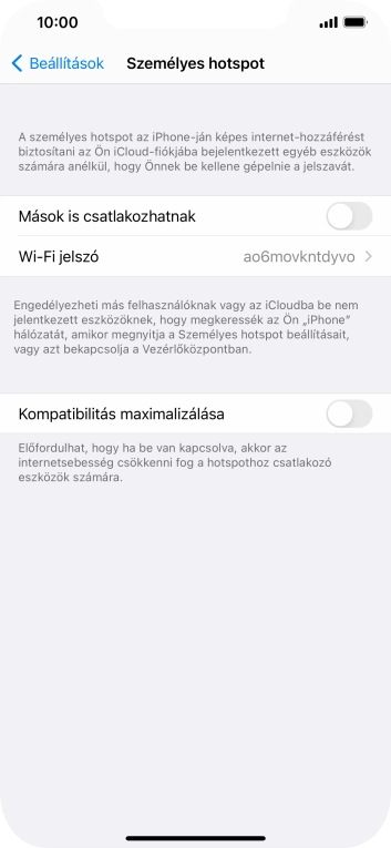 Kattints a Wi-Fi jelszó mezőre, és írd be a kívánt jelszót.