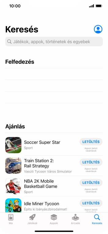 Kattints a keresés mezőre, és írd be a keresett alkalmazás nevét vagy tárgykörét.