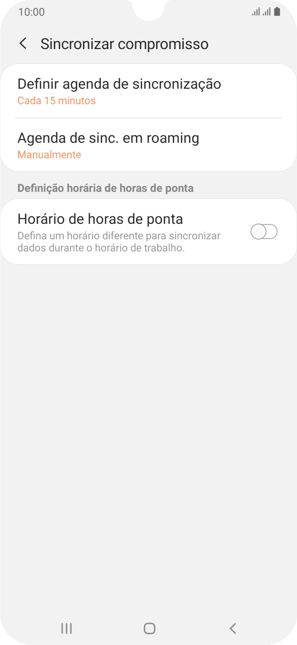 Prima Definir agenda de sincronização.