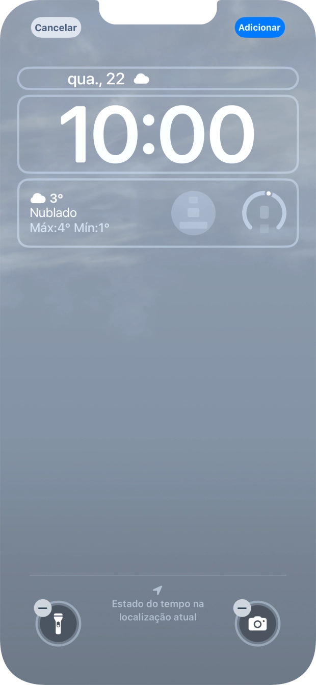 Se pretender personalizar a visualização da data no ecrã de bloqueio, prima o widget de data e siga as indicações no ecrã para escolher a visualização pretendida para o widget.