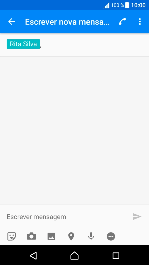 Prima o campo de escrita e escreva o texto da sua mensagem curta.