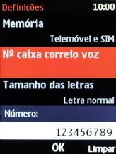 Introduza 123 e prima a tecla de navegação.