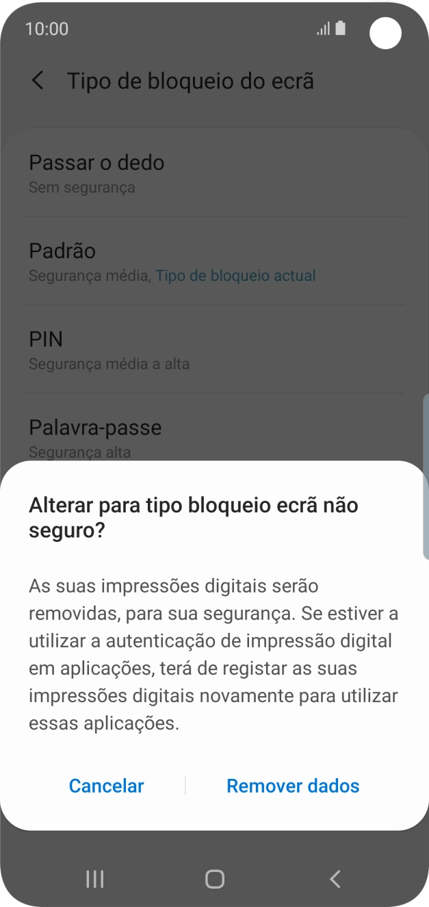 Prima Remover dados.
