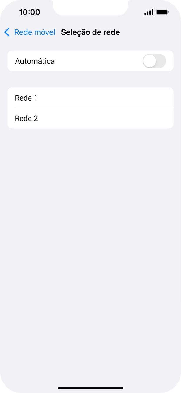 Se desativar a função, prima a rede pretendida.