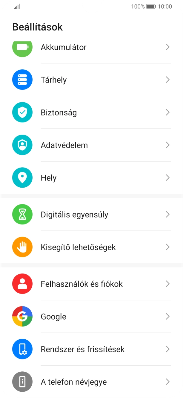 Válaszd a Rendszer és frissítések lehetőséget.