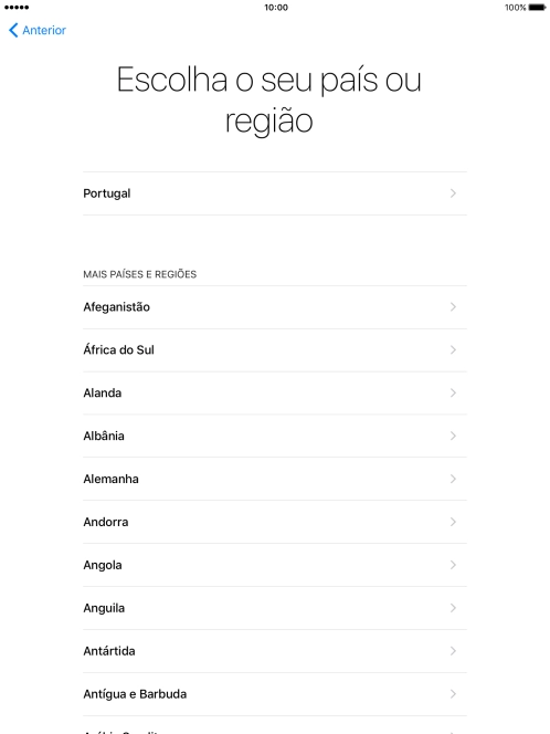 Prima a área ou país pretendido.