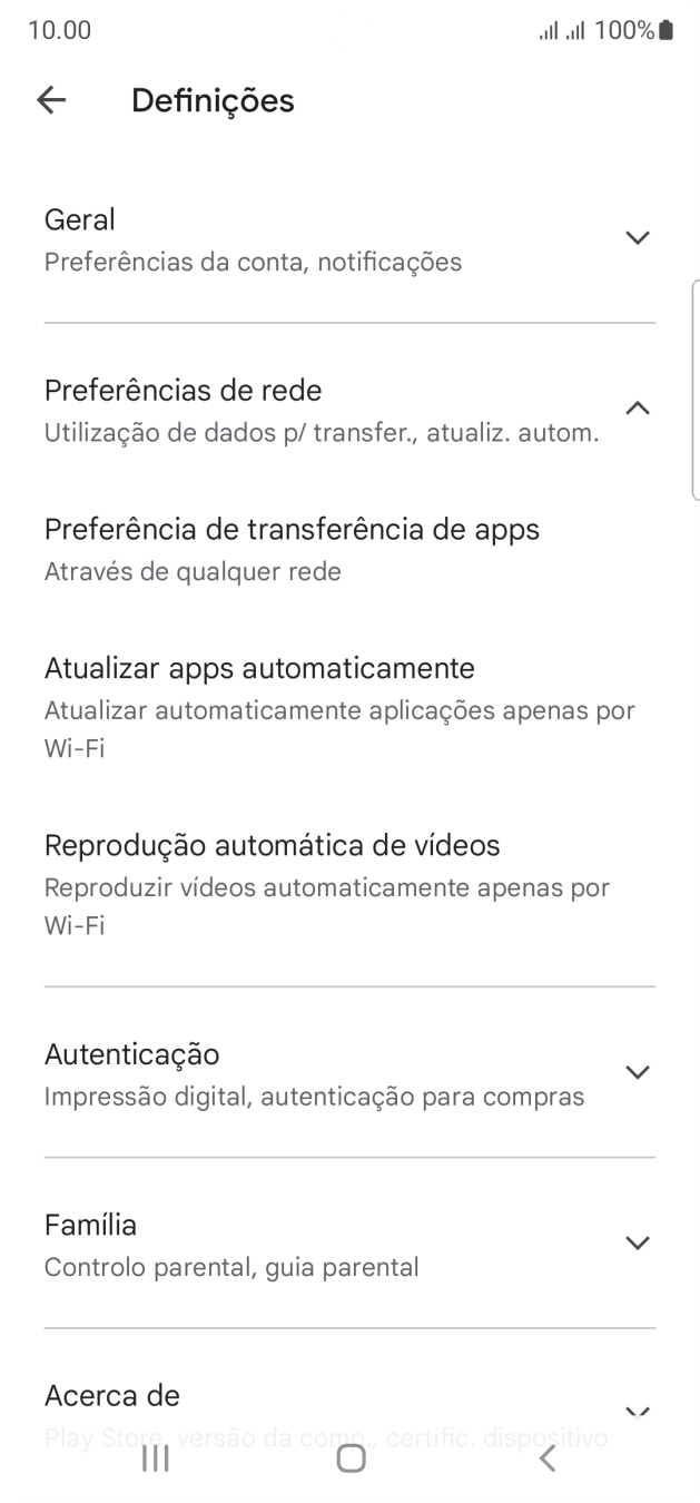 Prima Atualizar apps automaticamente.