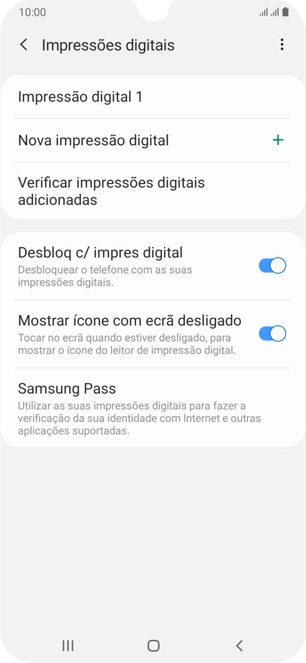 Prima os indicadores junto às definições pretendidas para as ativar ou desativar.