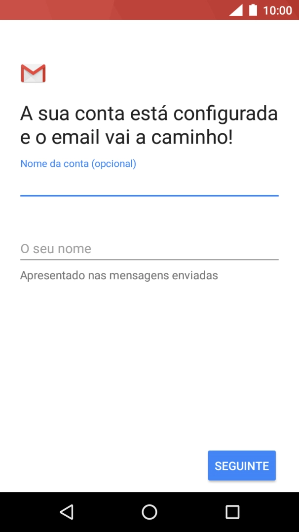Prima O seu nome e introduza o nome do remetente pretendido.