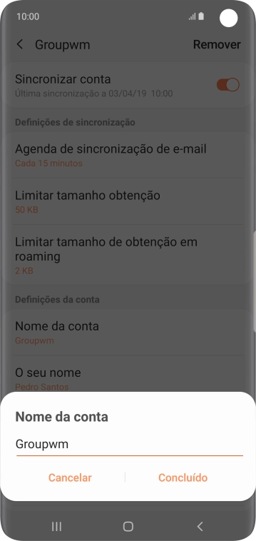 Introduza o nome pretendido da conta de e-mail Concluir.