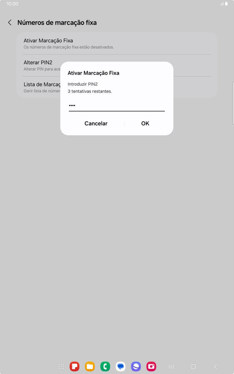 Introduza o código PIN2 e prima OK.