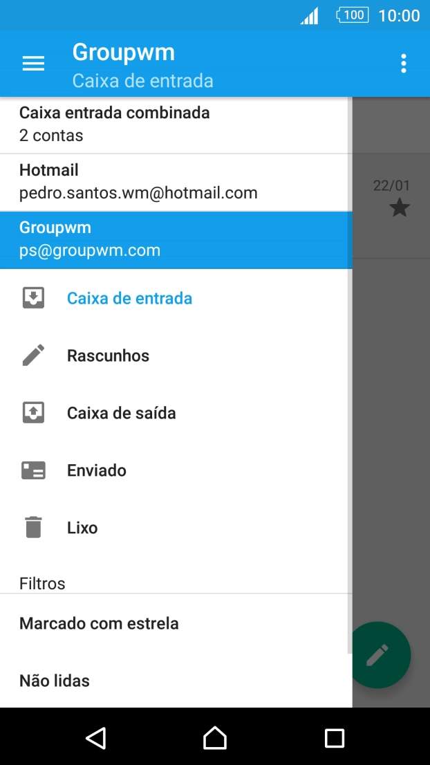 Prima a conta de e-mail pretendida.