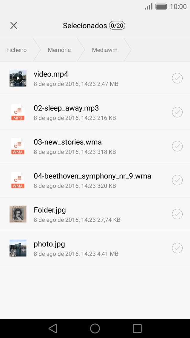 Prima o ficheiro pretendido.