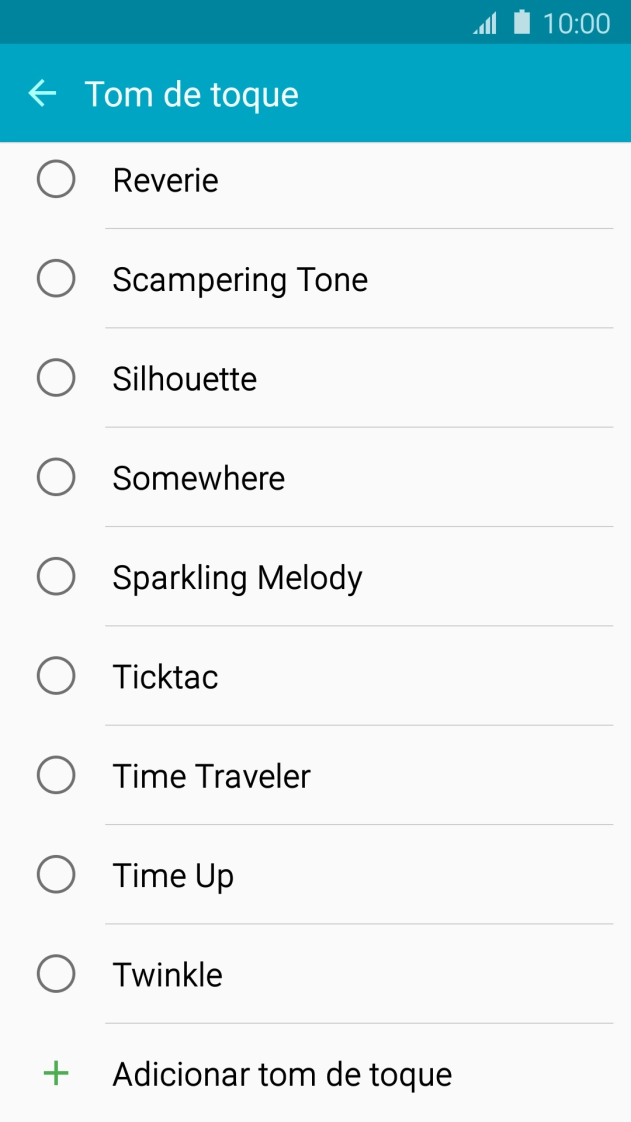 Prima Adicionar tom de toque.