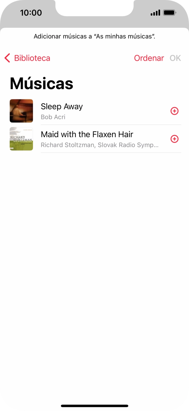 Vá até à categoria pretendida e prima o ficheiro de música pretendido.