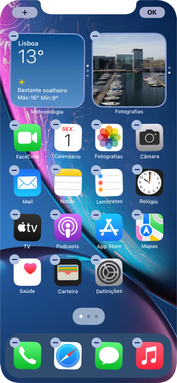 Prima o ícone de páginas do ecrã inicial.