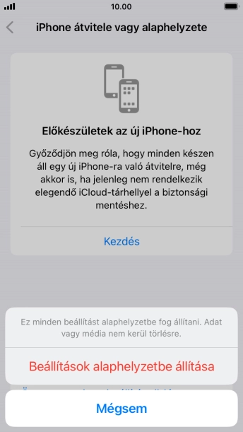 Válaszd a Beállítások alaphelyzetbe állítása lehetőséget.