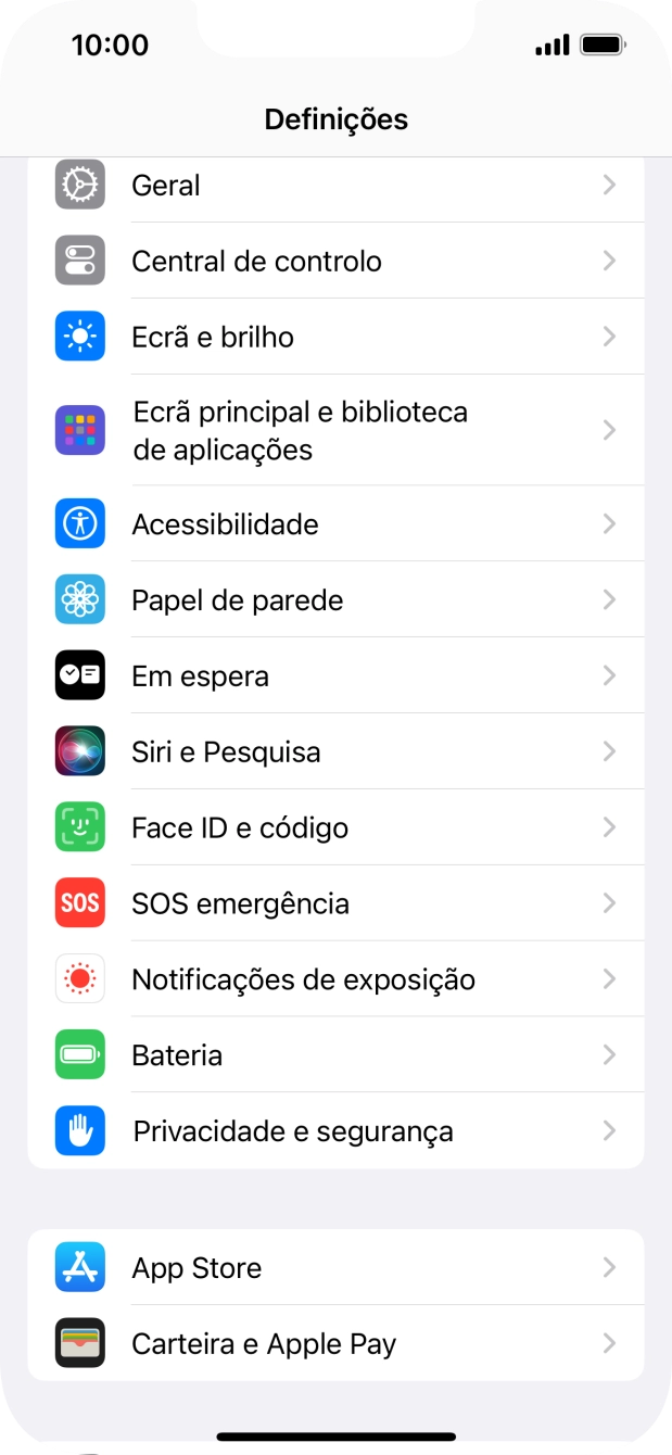 Prima Face ID e código.