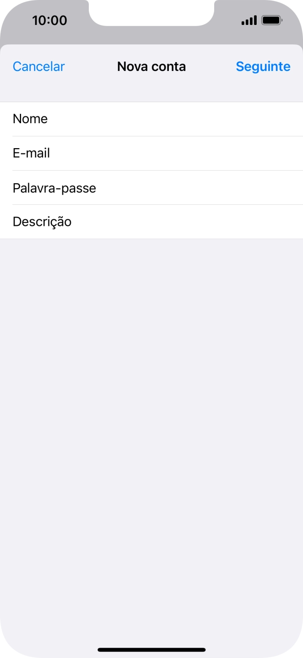 Prima Descrição e introduza o nome pretendido da conta de e-mail.